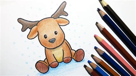 How to Draw a Cute Cartoon Reindeer - How to Draw Christmas Stuff - YouTube