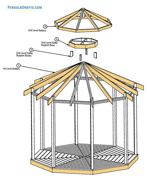 12 Feet Hip Roof Octagon Gazebo Blueprints