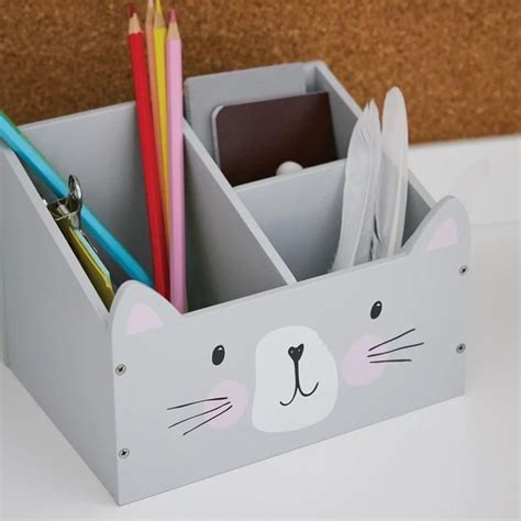 Kids' Desk Tidy, Miss Cat | Wooden Desk Tidy | Great Little Trading Co ...