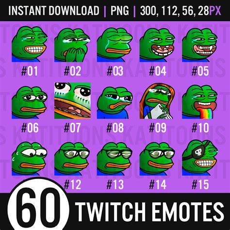 60 x Pepe Emotes Pack 02 / funny emotes / meme emotes - Inspire Uplift