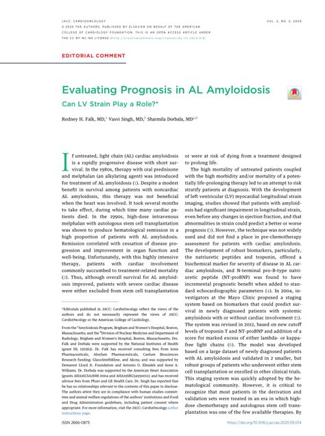 (PDF) Evaluating Prognosis in AL Amyloidosis