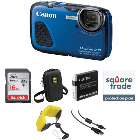 Canon PowerShot D30 Waterproof Digital Camera Deluxe Kit (Blue)