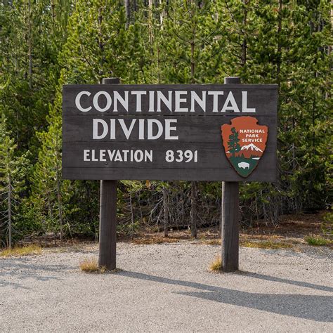 Continental Divide Sign in Yellowstone National Park, WY (2 Photos)