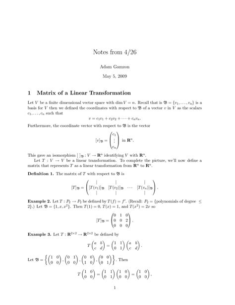 Matrix of Linear Transform - Introduction to Linear Algebra | MATH 235 ...