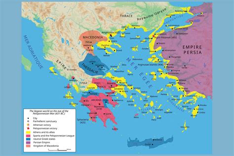 24x36 gallery poster, Map of Ancient Greece, Peloponnesian War, Athens ...