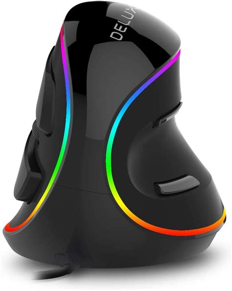 DeLUX Ergonomic Mouse - Wired Large RGB Vertical Mouse with 6 Buttons ...