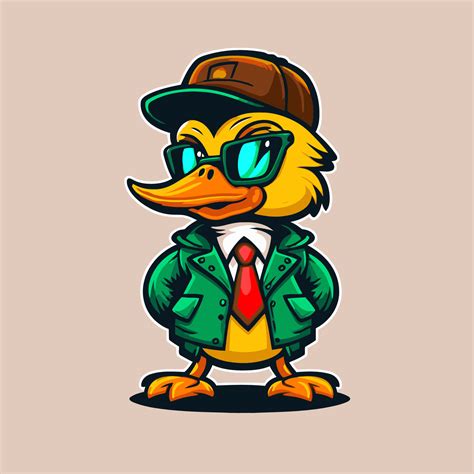 cool duck or goose character logo mascot icon for branding in cartoon ...