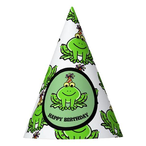 FROG BIRTHDAY PARTY HAT WITH FROG DESIGN | Zazzle.co.uk