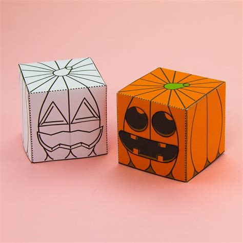 Simple Make Your Own 3D Pumpkin Cube Halloween Paper Craft | Halloween ...