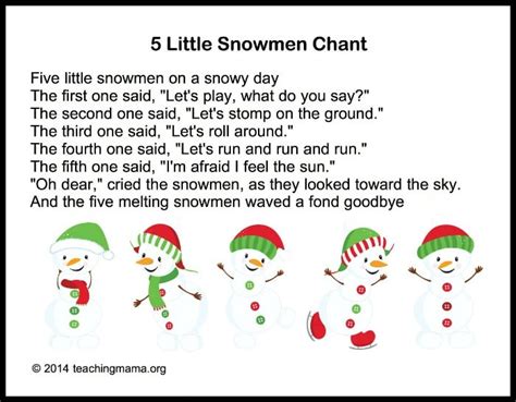 5 Little Snowmen Printable - Printable Word Searches