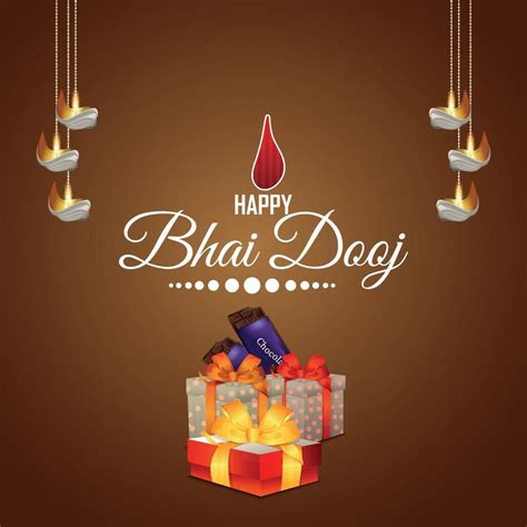 Happy bhai dooj indian festival celebration greeting card with creative ...