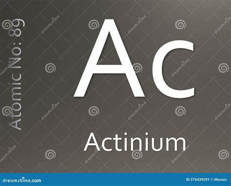 Actinium Chemical Element Symbol on Grey Background Stock Illustration ...