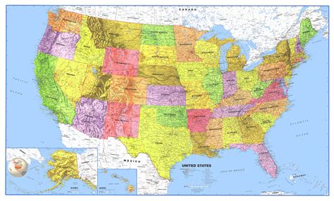 48x78 United States Classic Premier Laminated Wall Map Poster - Walmart ...