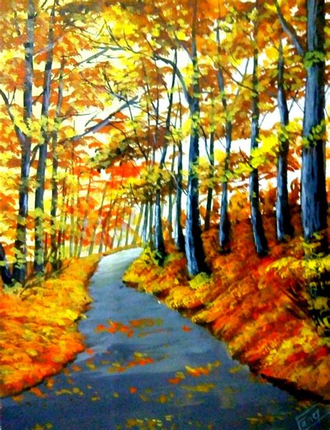 Acrylic Painting Tutorial Step By Step / Easy Forest Painting / Autumn ...