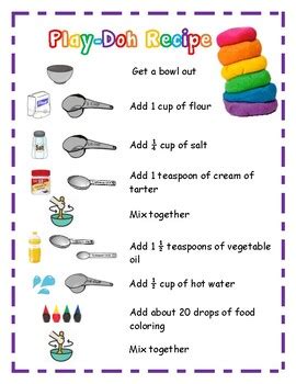 Play Doh Visual Recipe by Julia Hoffman | Teachers Pay Teachers