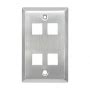 Stainless wall Plate,1-Gang,Cat5 Wall Plate (4 Ports)