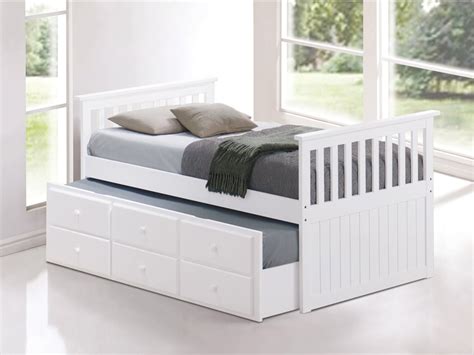 IFDC Modern White Trundle Single Size Bed