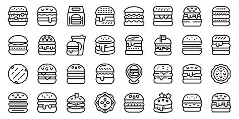 Hamburger icons set outline vector. Food burger 23097699 Vector Art at ...