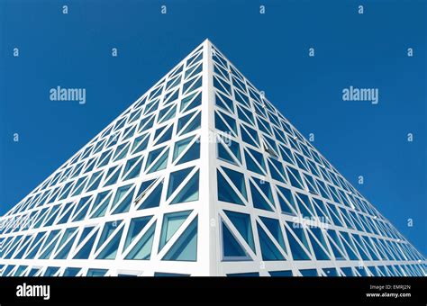 detail of a modern building facade with triangle shaped windows Stock ...