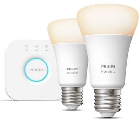 PHILIPS HUE White Smart Lighting Starter Kit with Bridge - E27 Fast ...