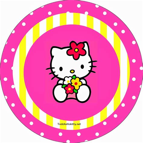 Hello Kitty: Toppers para Cupcakes o Etiquetas Redondas para Imprimir ...