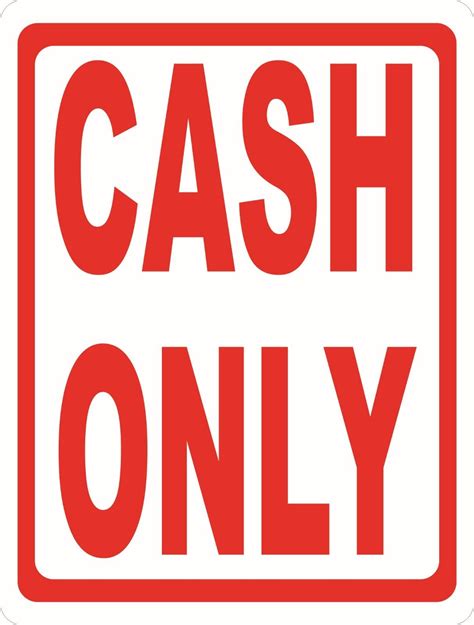 Cash Only Sign. Size Options. No Checks Policy Acceptance Payment ...