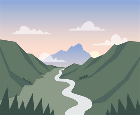 Valley Lanscape Illustration Vector Art & Graphics | freevector.com