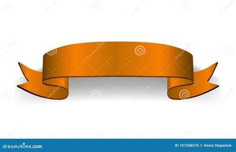 Ribbon Orange 3d Banner. Sign Satin Blank Promotion, Web, Advertising ...