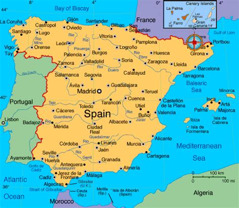 Spain Cities Map