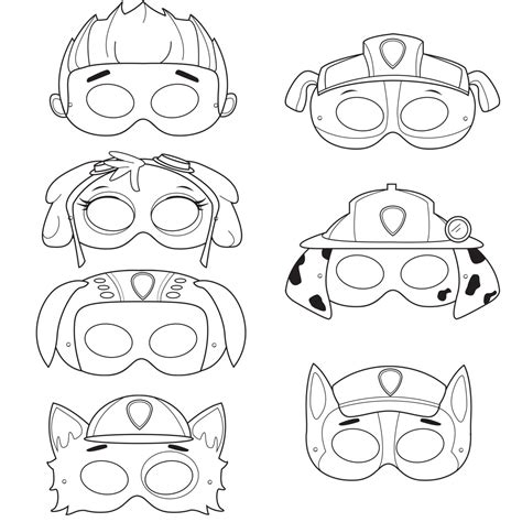 Paw Patrol Printable Masks Sketch Coloring Page