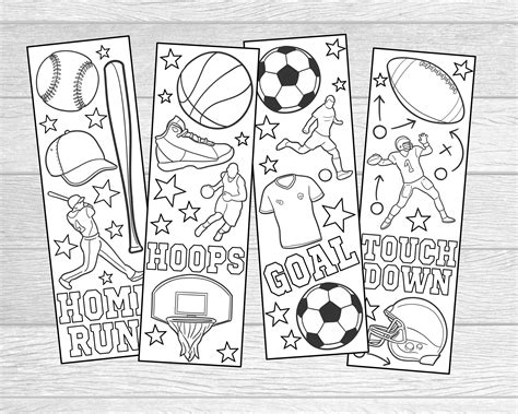 Printable Color Your Own Sports Bookmarks. Instant Digital - Etsy ...