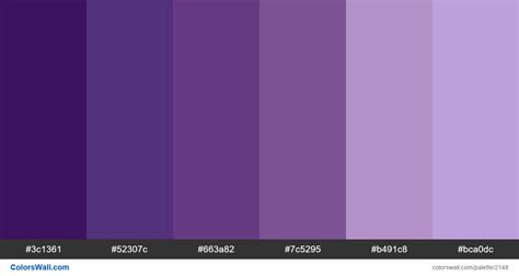 #Purple colors palette. HEX colors #3c1361, #52307c, #663a82, #7c5295 ...