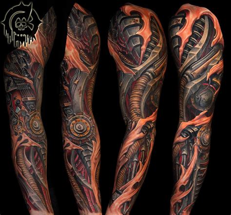 Biomechanical Tattoo Sleeve - by Julian Siebert | Biomechanik tattoo ...