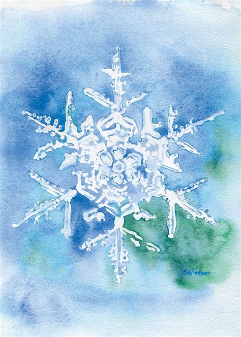 Snowflake Watercolor Painting 5 X 7 Giclee Print | Etsy