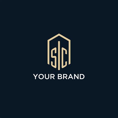 SC initial monogram logo with hexagonal shape style, real estate logo ...