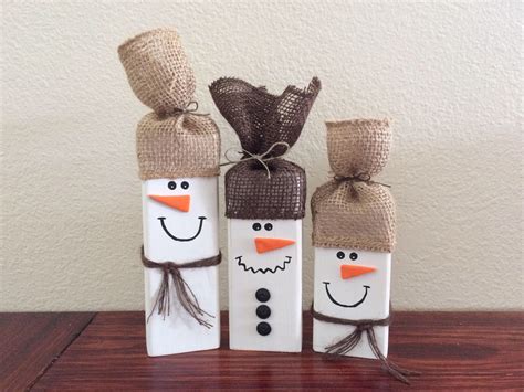 Set of 3 Rustic Wooden Snowmen Rustic Christmas Decor | Etsy in 2021 ...