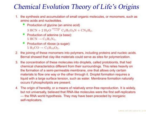 Chemical Evolution Theory of Life's Origins