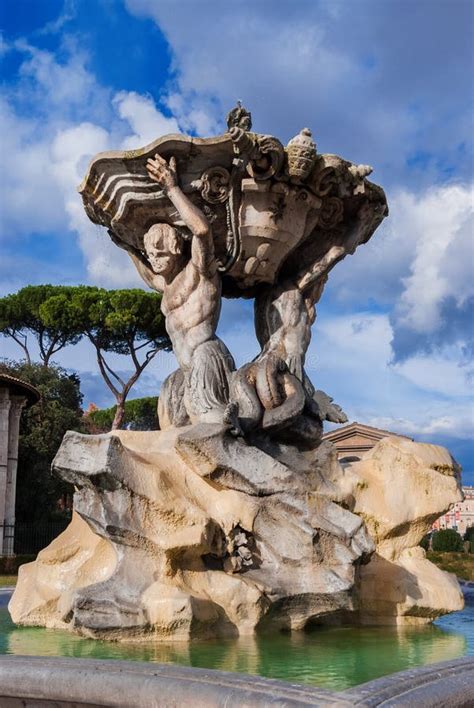 Fountain of the Tritons in Rome Stock Photo - Image of colonnade, shell ...