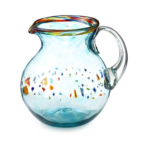 Recycled Verano Glass Pitcher | hand-blown glass, colorful pitcher ...