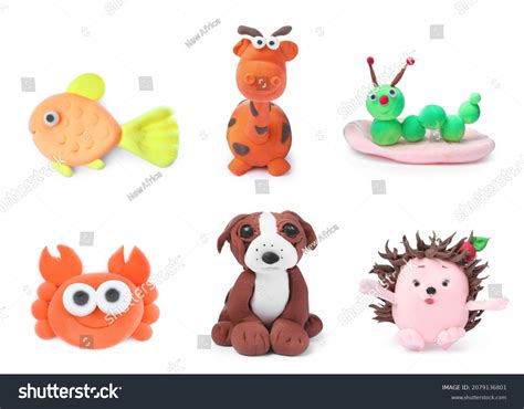 Different Animals Made Playdough On White Stock Photo 2079136801 ...