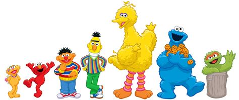 the sesame street characters are lined up together