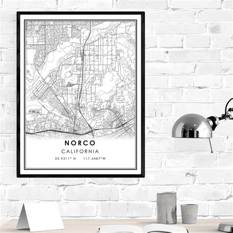 Norco map print poster canvas Norco Street map California | Etsy