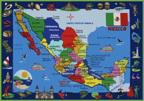 Mexico States Map With Satate Cities Inside Printable Of Labeled Map ...