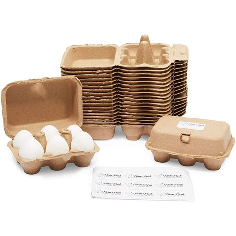 20 Pack Half Dozen Egg Cartons with 25 Label, Cardboard Egg Storage ...