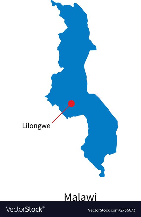 Detailed map of malawi and capital city lilongwe Vector Image