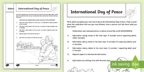 International Day of Peace Poster Worksheet / Worksheet