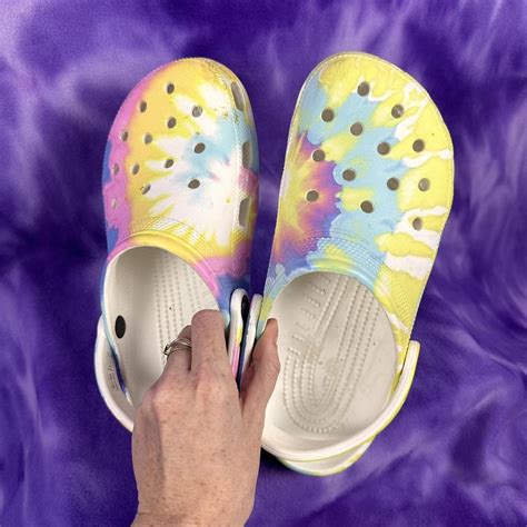 💜 Pastel tye dye classic crocs. Worn a handful of... - Depop