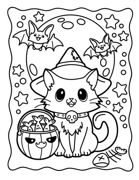 Halloween Coloring Pages for Kids Halloween Cats - Etsy | Halloween ...