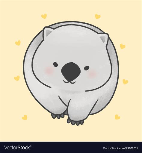 Cute wombat walking cartoon hand drawn style Vector Image