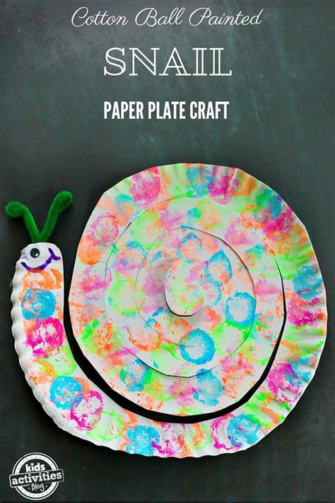 Easy Paper Plate Snail Craft Painted with Cotton Balls | Kids ...